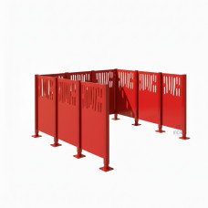 Mülltonnen Sichtschutz Venedig  aus Stahl – Komplettset (1500x2225 mm, Verkehrsrot)