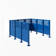 Mülltonnen Sichtschutz Venedig  aus Stahl – Komplettset (1500x2225 mm, Enzianblau)