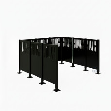 Mülltonnen Sichtschutz Venedig  aus Stahl – Komplettset (1500x2225 mm, Tiefschwarz)