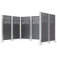 Mülltonnen Sichtschutz Venedig  aus Stahl – Komplettset (2220x2960 mm, Procity Grau)