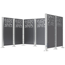 Mülltonnen Sichtschutz Venedig  aus Stahl – Komplettset (2220x2960 mm, Procity Grau)