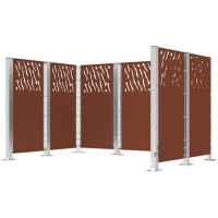 Mülltonnen Sichtschutz Venedig  aus Stahl – Komplettset (2220x2960 mm, Rost Corten-Effekt)