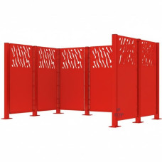 Mülltonnen Sichtschutz Venedig  aus Stahl – Komplettset (2220x2960 mm, Verkehrsrot)