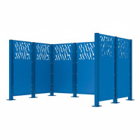 Trash Bins Privacy Screen Venice from Steel – Complete Set (2220x2960 mm, Gentian Blue)