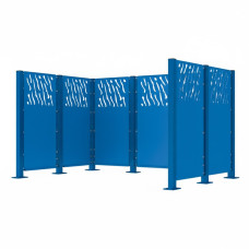 Mülltonnen Sichtschutz Venedig  aus Stahl – Komplettset (2220x2960 mm, Enzianblau)
