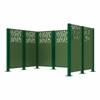 Garbage Bin Privacy Screen Venice Steel - Complete Set (2220x2960 mm, Moss Green)