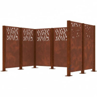 Mülltonnen Sichtschutz Venedig  aus Stahl – Komplettset (2220x2960 mm, Rost Corten-Effekt)