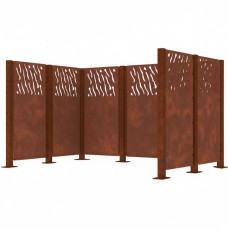 Mülltonnen Sichtschutz Venedig  aus Stahl – Komplettset (2220x2960 mm, Rost Corten-Effekt)