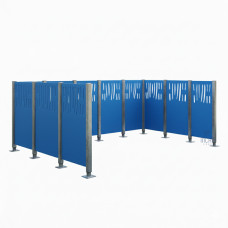 Mülltonnen Sichtschutz Venedig  aus Stahl – Komplettset (2220x3700 mm, Enzianblau)