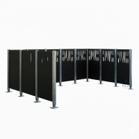 Garbage Bin Privacy Screen Venice from Steel – Complete Set (2220x3700 mm, Deep Black)