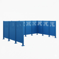 Garbage Bin Privacy Screen Venice From Steel – Complete Set (2220x3700 mm, Gentian Blue)