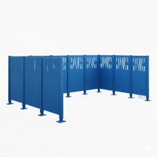 Mülltonnen Sichtschutz Venedig  aus Stahl – Komplettset (2220x3700 mm, Enzianblau)