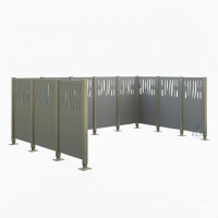 Garbage Bins Privacy Screen Venice in Steel – Complete Set (2220x3700 mm, Silk Grey)