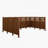 Garbage Bins Privacy Screen Venice Steel - Complete Set (2220x3700 mm, Chocolate Brown)