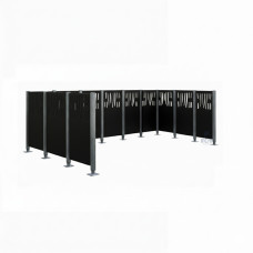 Mülltonnen Sichtschutz Venedig  aus Stahl – Komplettset (2220x4440 mm, Tiefschwarz)