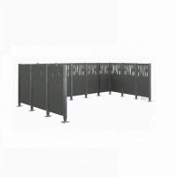 Mülltonnen Sichtschutz Venedig  aus Stahl – Komplettset (2220x4440 mm, Procity Grau)