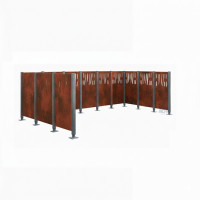 Garbage Bin Privacy Screen Venice made of Steel – Complete Set (2220x4440 mm, Rust Corten Effect)