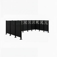 Mülltonnen Sichtschutz Venedig  aus Stahl – Komplettset (2220x4440 mm, Tiefschwarz)