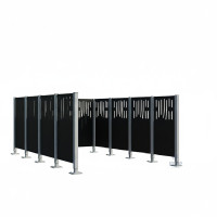Garbage Bin Privacy Screen Venice Steel - Complete Set (2960x2960 mm, Deep Black)