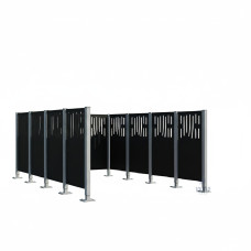 Mülltonnen Sichtschutz Venedig  aus Stahl – Komplettset (2960x2960 mm, Tiefschwarz)