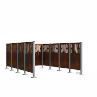 Mülltonnen Sichtschutz Venedig  aus Stahl – Komplettset (2960x2960 mm, Rost Corten-Effekt)