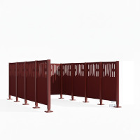 Waste Bin Screen Venice Steel - Complete Set (2960x2960 mm, Traffic Red)