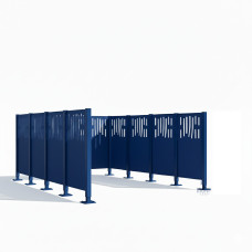 Mülltonnen Sichtschutz Venedig  aus Stahl – Komplettset (2960x2960 mm, Enzianblau)