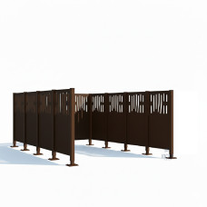 Mülltonnen Sichtschutz Venedig  aus Stahl – Komplettset (2960x2960 mm, Schokoladenbraun)