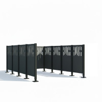 Mülltonnen Sichtschutz Venedig  aus Stahl – Komplettset (2960x2960 mm, Procity Grau)