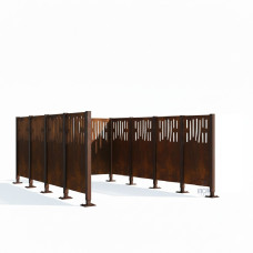 Mülltonnen Sichtschutz Venedig  aus Stahl – Komplettset (2960x2960 mm, Rost Corten-Effekt)