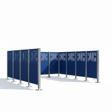 Mülltonnen Sichtschutz Venedig  aus Stahl – Komplettset (2960x3700 mm, Enzianblau)