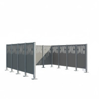 Garbage Bins Privacy Screen Venice  Made of Steel – Complete Set (2960x3700 mm, Silk Grey)