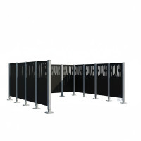 Garbage Bins Privacy Screen Venice in Steel – Complete Set (2960x3700 mm, Deep Black)