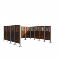 Mülltonnen Sichtschutz Venedig  aus Stahl – Komplettset (2960x3700 mm, Rost Corten-Effekt)