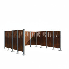 Mülltonnen Sichtschutz Venedig  aus Stahl – Komplettset (2960x3700 mm, Rost Corten-Effekt)