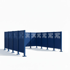 Mülltonnen Sichtschutz Venedig  aus Stahl – Komplettset (2960x3700 mm, Enzianblau)