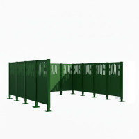 Garbage Bins Privacy Screen Venice made of Steel – Complete Set (2960x3700 mm, Moss Green)