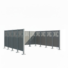 Mülltonnen Sichtschutz Venedig  aus Stahl – Komplettset (2960x3700 mm, Seidengrau)
