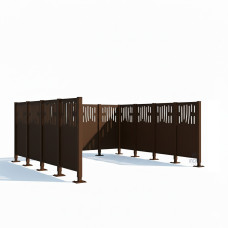 Mülltonnen Sichtschutz Venedig  aus Stahl – Komplettset (2960x3700 mm, Schokoladenbraun)
