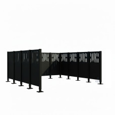 Mülltonnen Sichtschutz Venedig  aus Stahl – Komplettset (2960x3700 mm, Tiefschwarz)