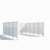 Waste Bins Privacy Screen Venice Made of Steel – Complete Set (2960x3700 mm, Pure White)
