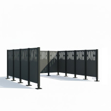 Mülltonnen Sichtschutz Venedig  aus Stahl – Komplettset (2960x3700 mm, Procity Grau)