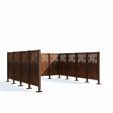 Mülltonnen Sichtschutz Venedig  aus Stahl – Komplettset (2960x3700 mm, Rost Corten-Effekt)