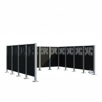 Garbage Bins Privacy Screen Venice Steel - Complete Set (2960x1500 mm, Deep Black)