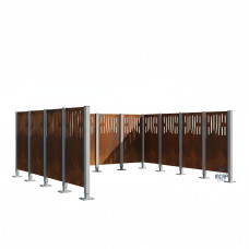 Mülltonnen Sichtschutz Venedig  aus Stahl – Komplettset (2960x1500 mm, Rost Corten-Effekt)