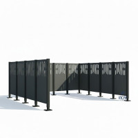 Garbage Bin Privacy Screen Venice in Steel - Complete Set (2960x1500 mm, Procity Gray)