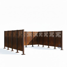 Mülltonnen Sichtschutz Venedig  aus Stahl – Komplettset (2960x1500 mm, Rost Corten-Effekt)