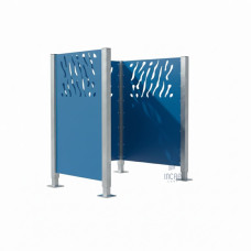 Waste Bin Privacy Screen Venice from Steel – Complete Set (750x750 mm, Gentian Blue)