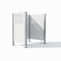 Garbage Bins Privacy Screen Venice in Steel - Complete Set (750x750 mm, Pure White)