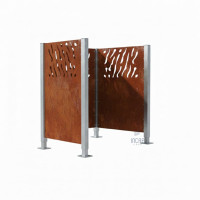 Mülltonnen Sichtschutz Venedig  aus Stahl – Komplettset (750x750 mm, Rost Corten-Effekt)